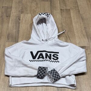 Vans White Hoodie with Black Checkered Accents